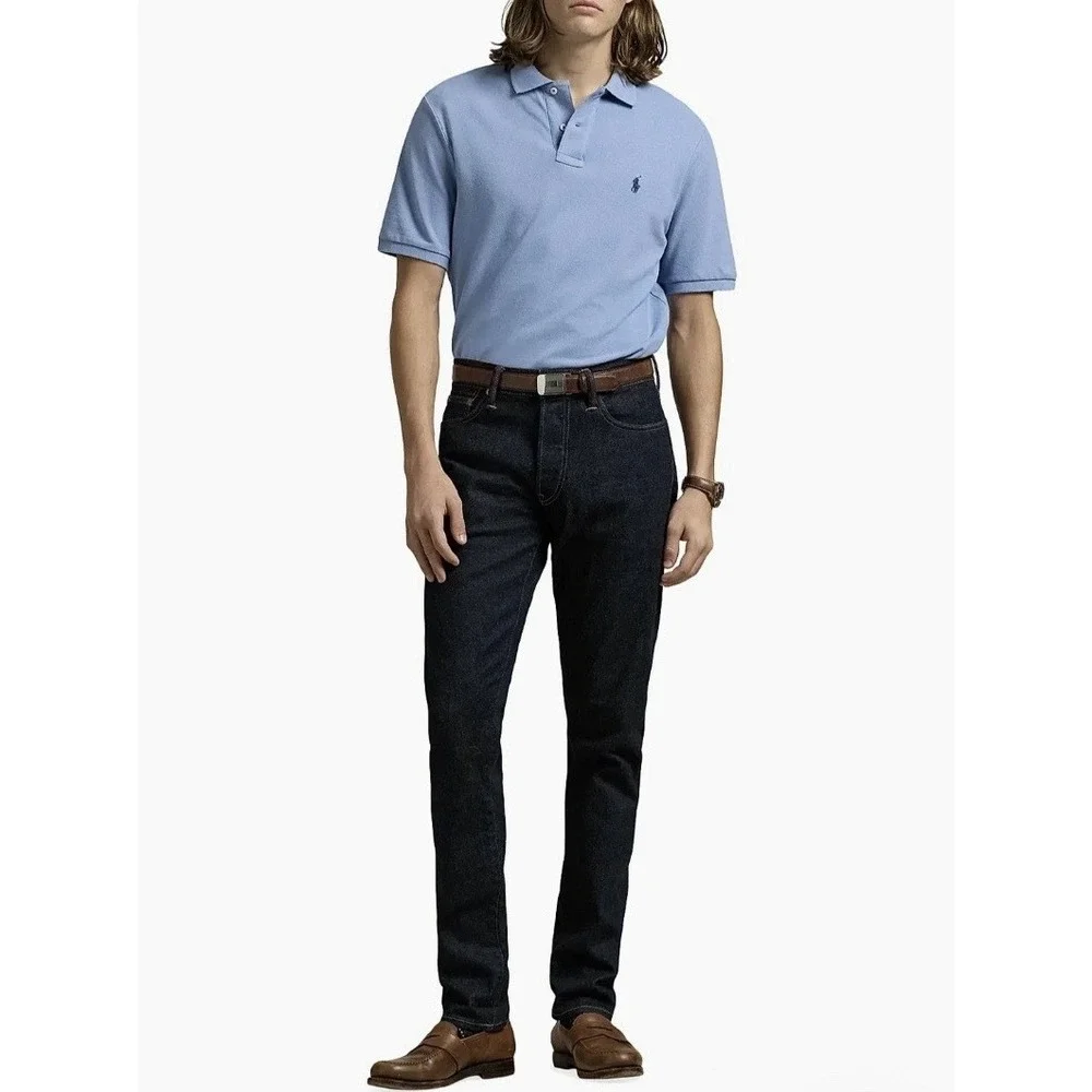Polo by Ralph Lauren Men XL Blue Classic Fit 100% Cotton Mesh Knit Polo Shirt